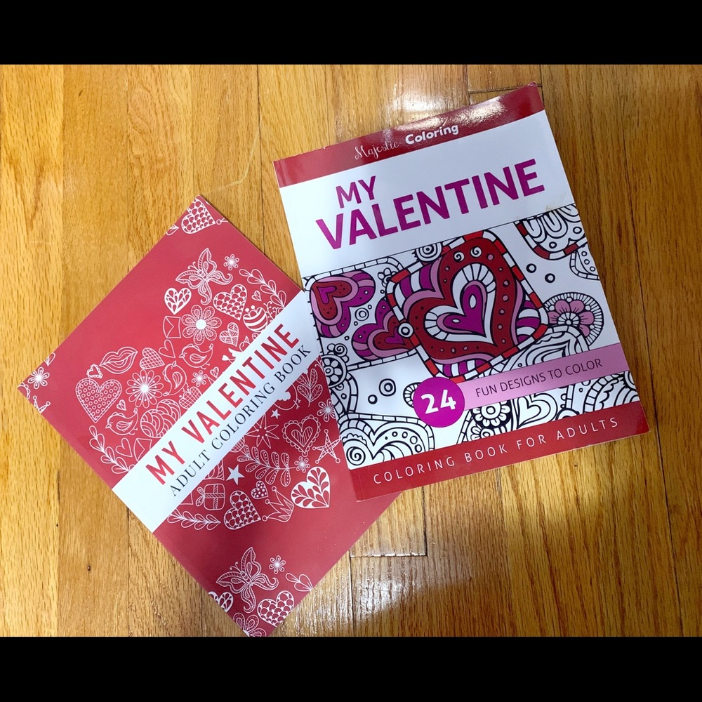 2 valentine adult coloring books